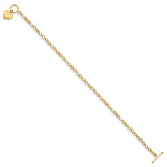 14k Puffed Mom Heart Toggle Bracelet