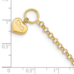 14k Puffed Mom Heart Toggle Bracelet