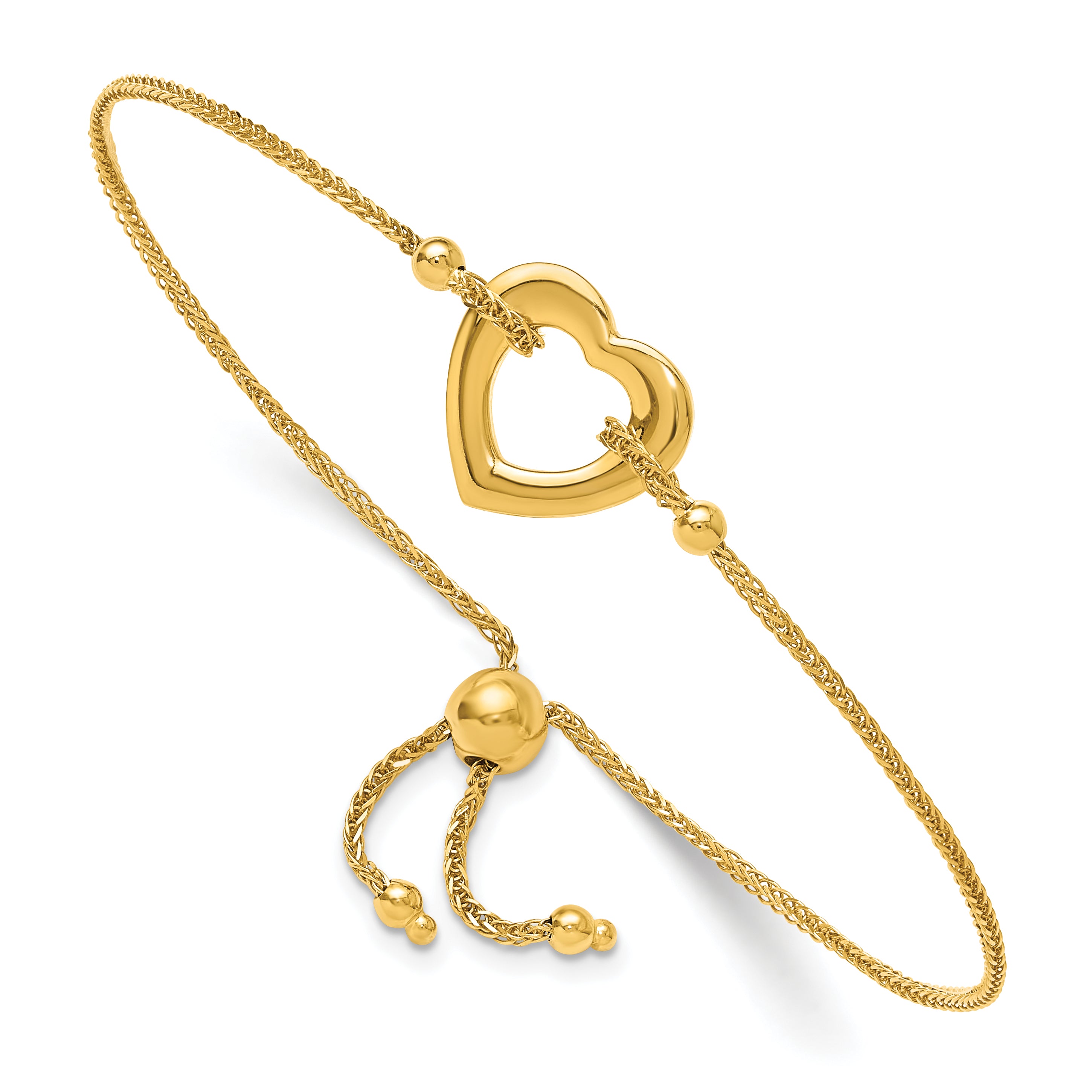 14K Heart Adjustable Bracelet