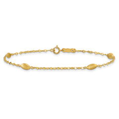 14k Diamond-cut w/Satin Oval Beads Bracelet