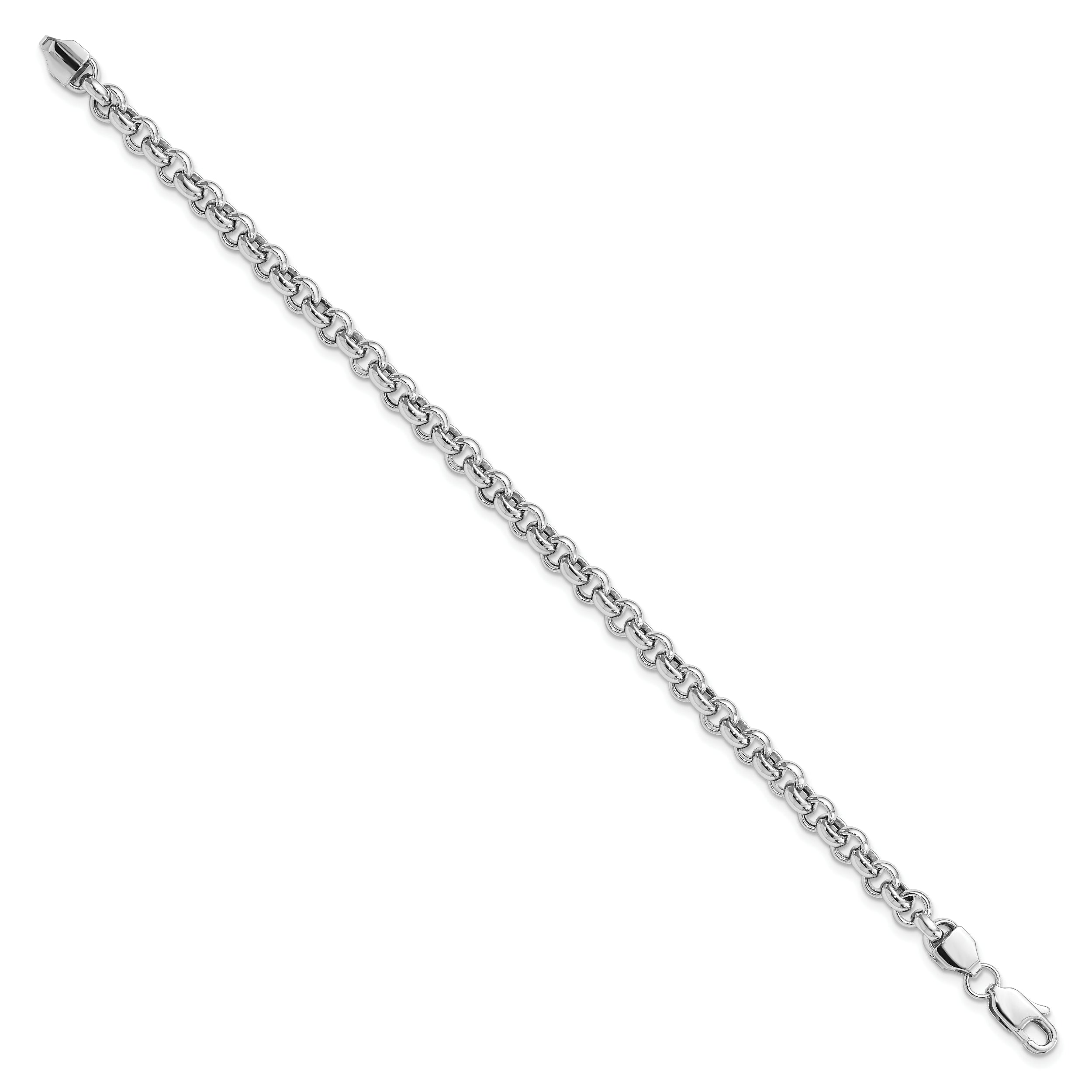 14k White Gold 7.5in 4.75mm Polished Fancy Rolo Link Bracelet