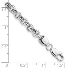 14k White Gold 7.5in 4.75mm Polished Fancy Rolo Link Bracelet