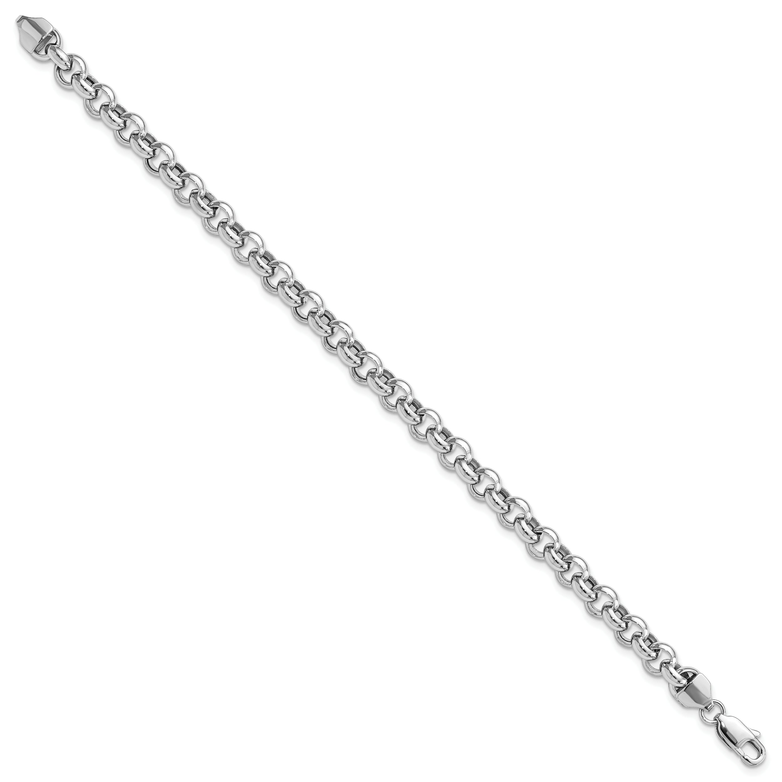 14k White Gold 7.5in 6.25mm Polished Fancy Rolo Link Bracelet