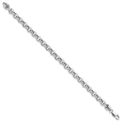 14k White Gold 7.5in 6.25mm Polished Fancy Rolo Link Bracelet