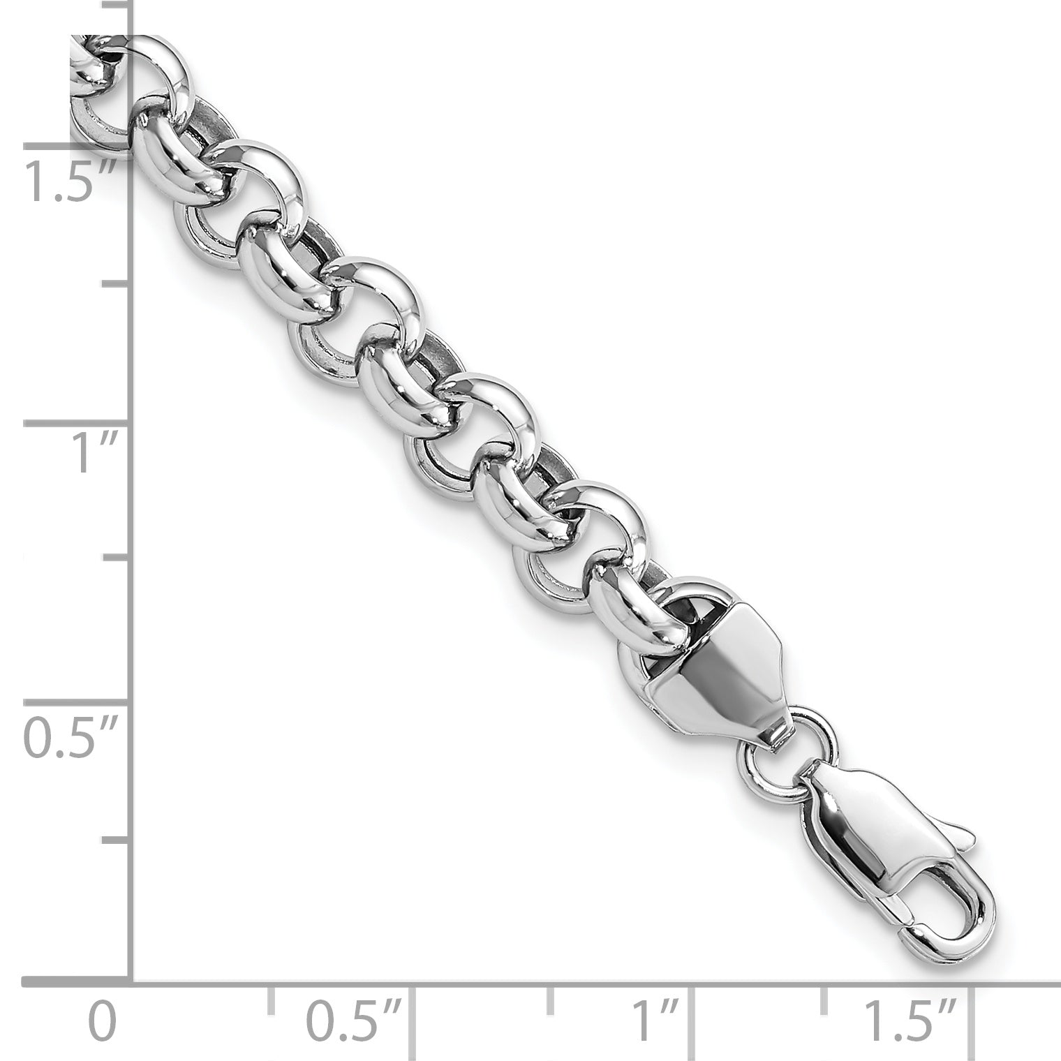 14k White Gold 7.5in 6.25mm Polished Fancy Rolo Link Bracelet