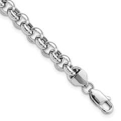 14k White Gold 7.5in 6.25mm Polished Fancy Rolo Link Bracelet