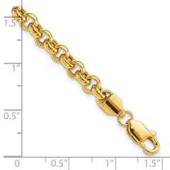 14k 7.5in 5mm Polished Fancy Rolo Link Bracelet