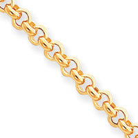 14K 8.5in 5mm Polished Fancy Rolo Link Bracelet