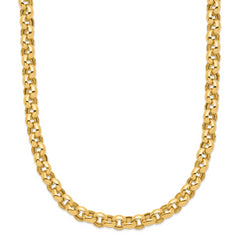 14k 18in 7mm Polished Fancy Rolo Link Necklace