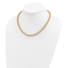 14k 18in 7mm Polished Fancy Rolo Link Necklace