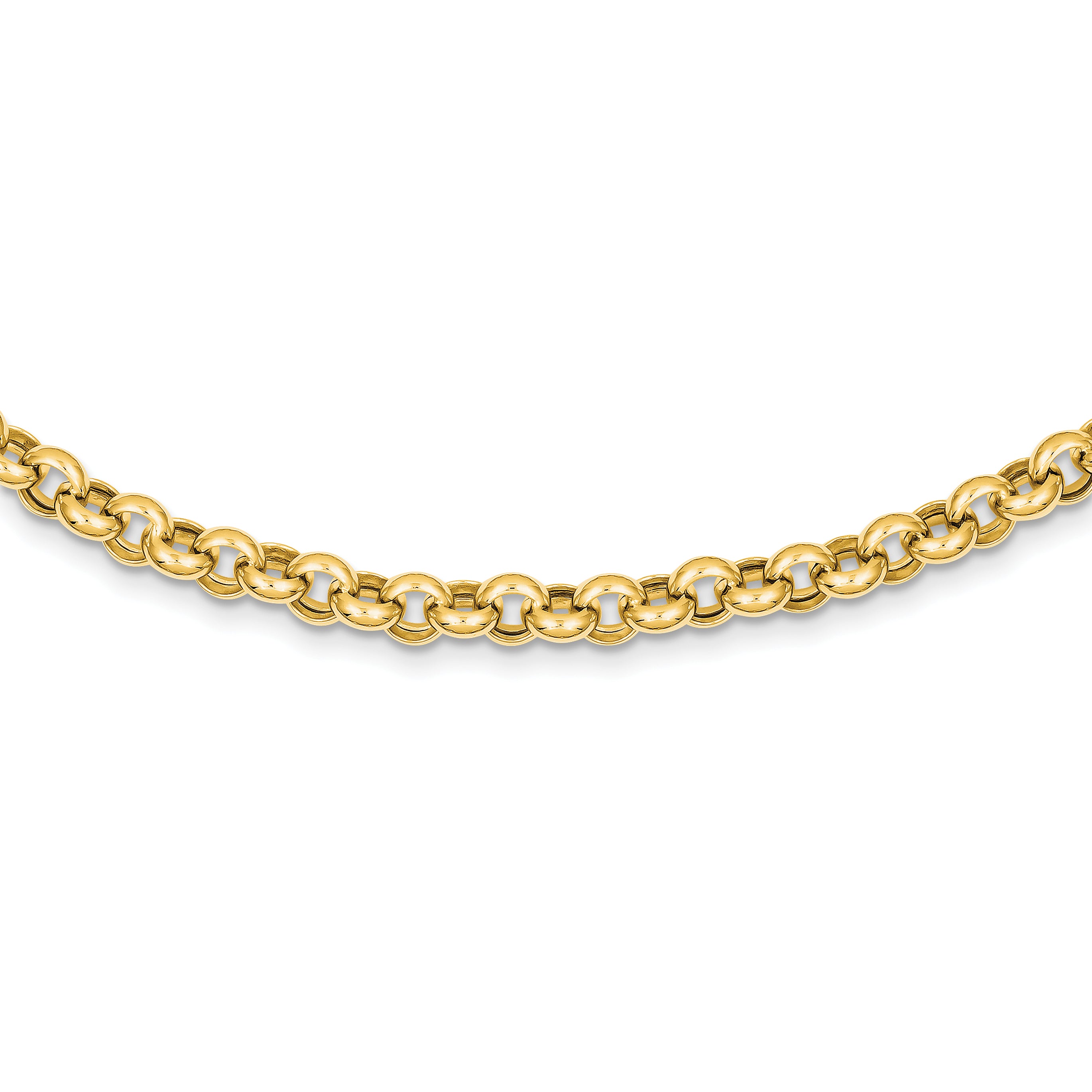 14k 18in 7mm Polished Fancy Rolo Link Necklace