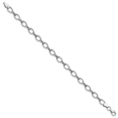 14k White Gold 7in Diamond-cut Polished Fancy Bracelet