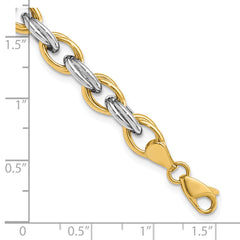 14k Two-tone Fancy Hollow Link Bracelet