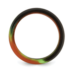 Silicone Green and Brown Camouflage 8.7mm Domed Band Size 7