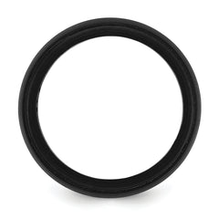 Silicone Black 8mm Ridged Edge Band Size 7