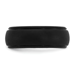 Silicone Black 8mm Ridged Edge Band Size 7