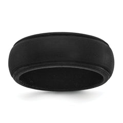 Silicone Black 8mm Ridged Edge Band Size 14