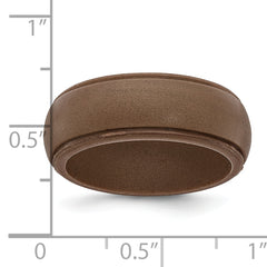 Silicone Bronze Metallic 8mm Ridged Edge Band Size 7