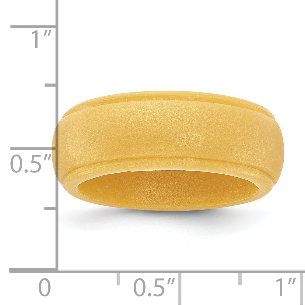 Silicone Gold Metallic 8mm Ridged Edge Band Size 7