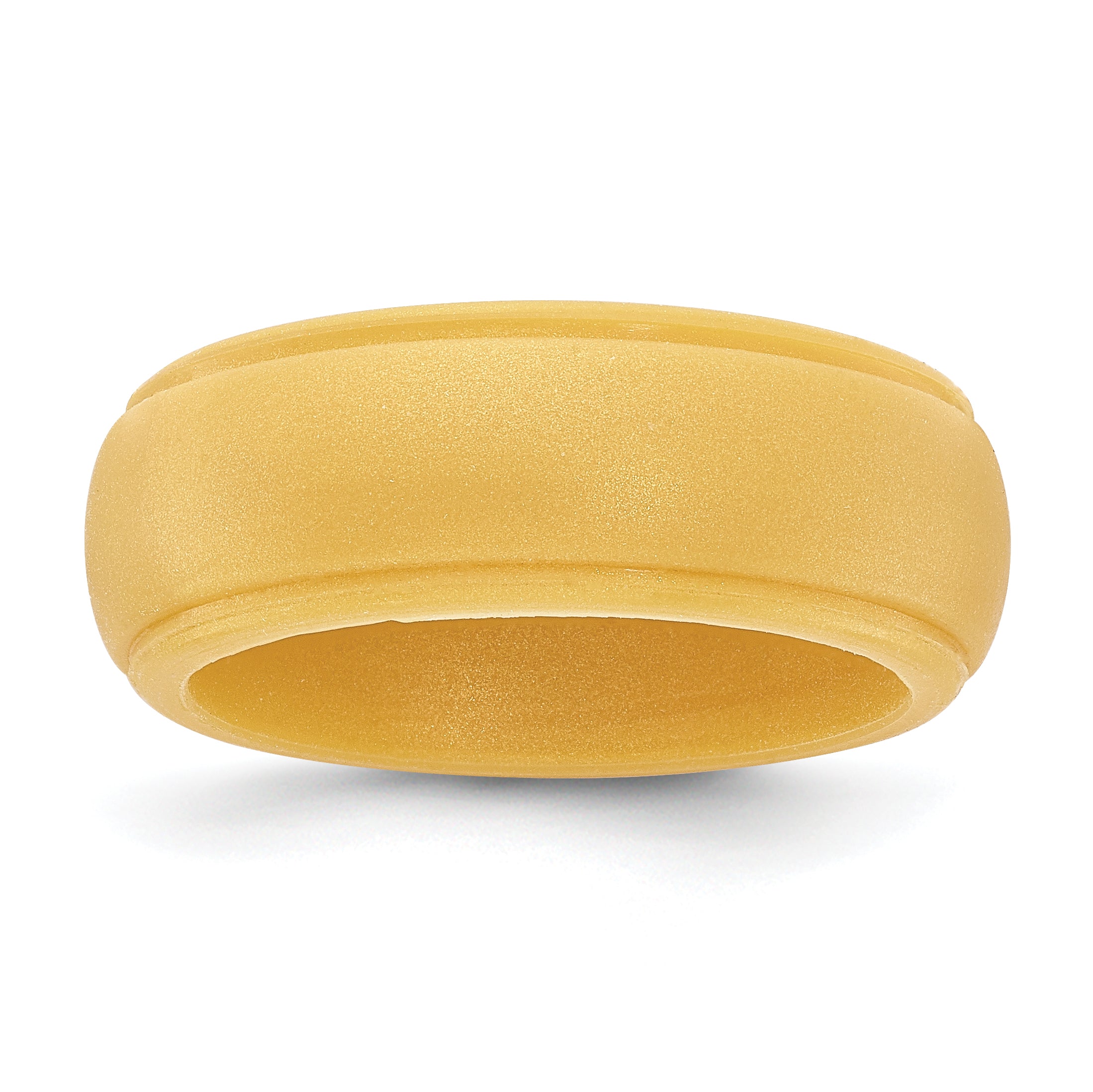 Silicone Gold Metallic 8mm Ridged Edge Band Size 14