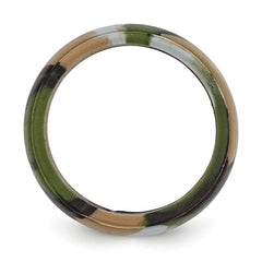 Silicone Green and Brown Camouflage 8mm Ridged Edge Band Size 7