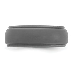 Silicone Dark Grey 8mm Ridged Edge Band Size 7