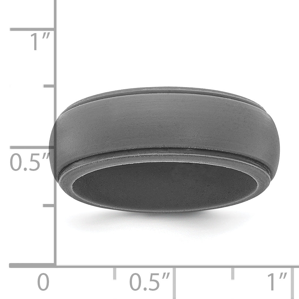 Silicone Dark Grey 8mm Ridged Edge Band Size 7