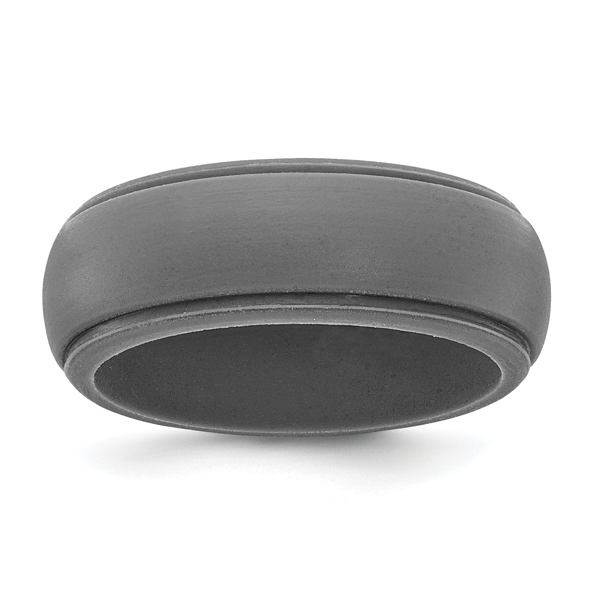 Silicone Dark Grey 8mm Ridged Edge Band Size 14