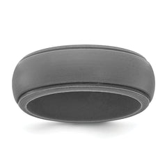 Silicone Dark Grey 8mm Ridged Edge Band Size 14