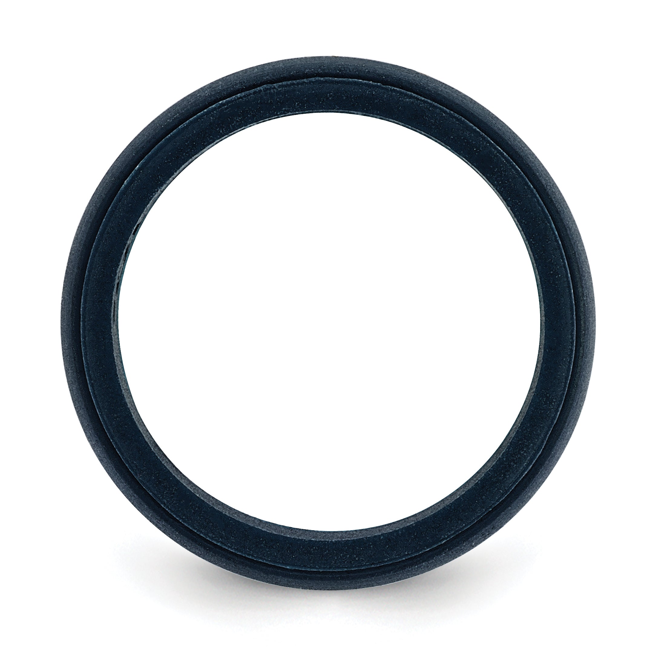 Silicone Navy Blue 8mm Ridged Edge Band Size 7