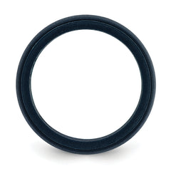 Silicone Navy Blue 8mm Ridged Edge Band Size 7