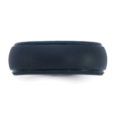 Silicone Navy Blue 8mm Ridged Edge Band Size 7