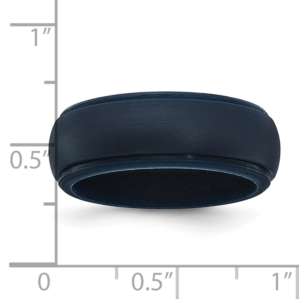 Silicone Navy Blue 8mm Ridged Edge Band Size 7