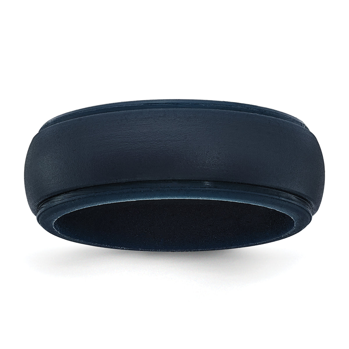 Silicone Navy Blue 8mm Ridged Edge Band Size 14