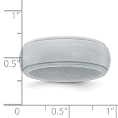 Silicone Silver Metallic 8mm Ridged Edge Band Size 7