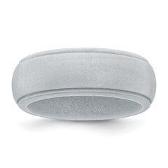 Silicone Silver Metallic 8mm Ridged Edge Band Size 14