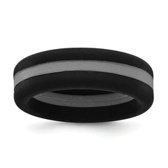 Silicone Black with Grey Line Center 7.5mm Flat Band Size 13