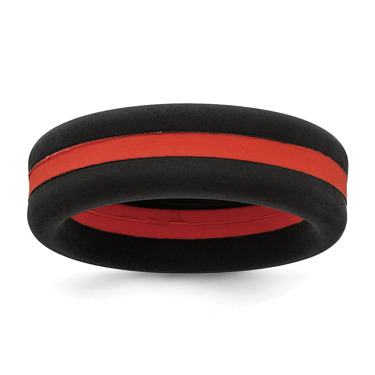 Silicone Black with Red Line Center 7.5mm Flat Band Size 13