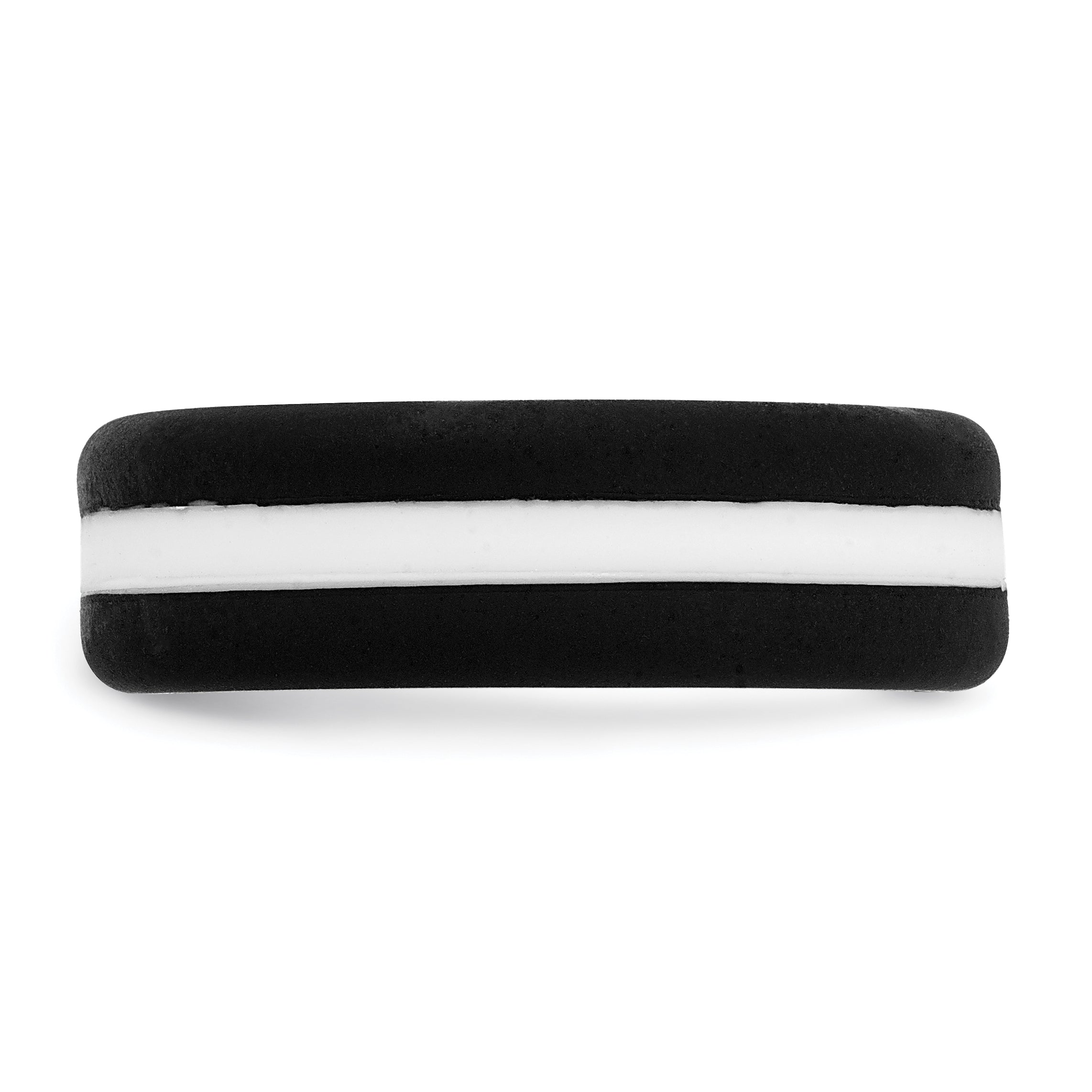 Silicone Black with White Line Center 7.5mm Flat Band Size 7