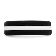 Silicone Black with White Line Center 7.5mm Flat Band Size 7