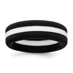 Silicone Black with White Line Center 7.5mm Flat Band Size 13