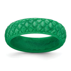 Silicone Green Mermaid Pattern 5.7mm Domed Band Size 10