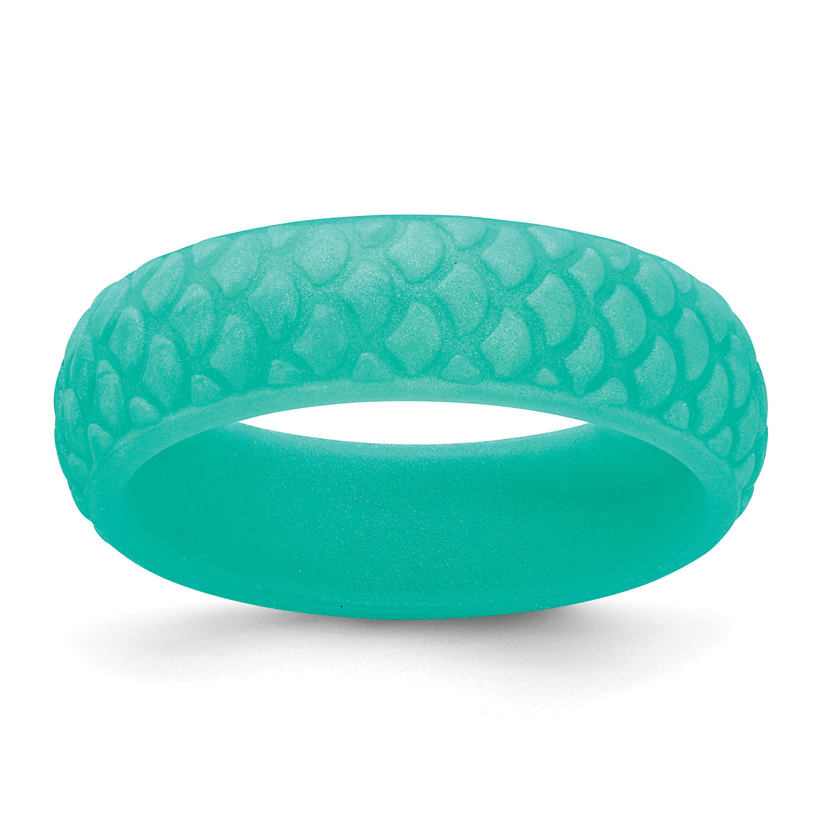 Silicone Sky Blue Mermaid Pattern 5.7mm Domed Band Size 10