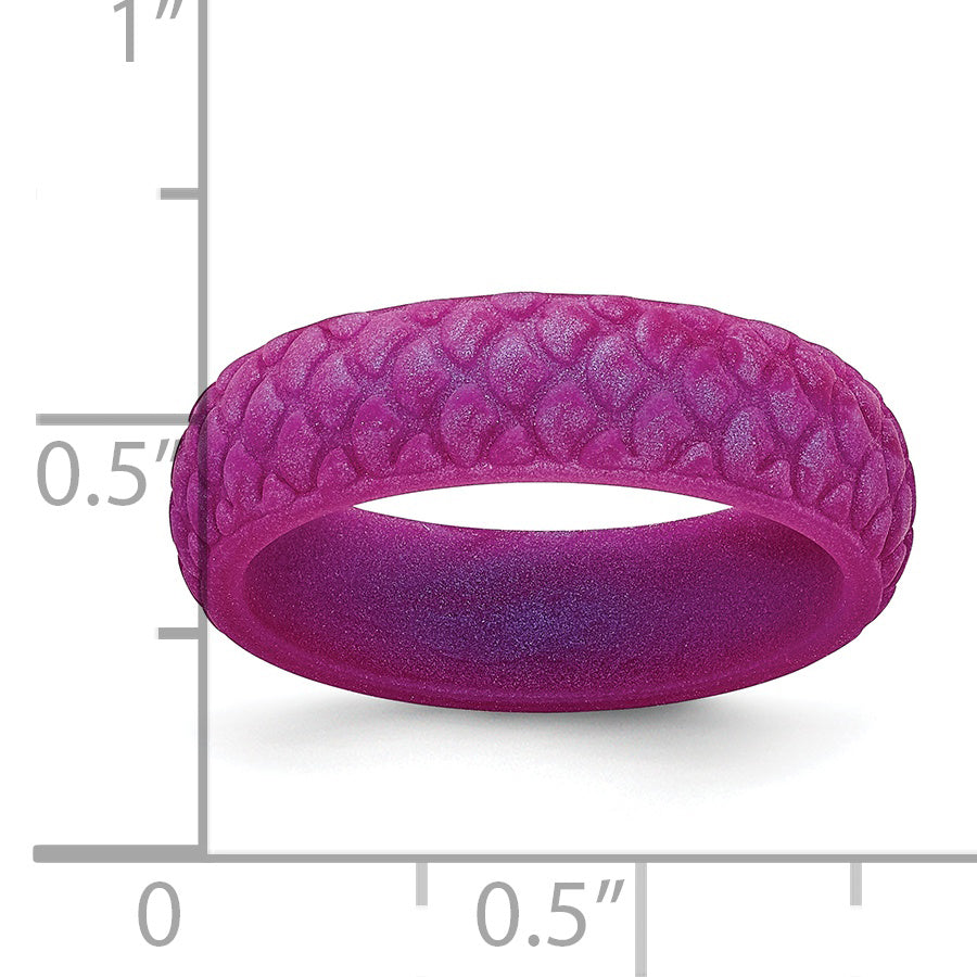 Silicone Purple Mermaid Pattern 5.7mm Domed Band Size 5