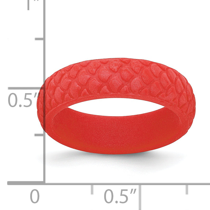 Silicone Red Mermaid Pattern 5.7mm Domed Band Size 5