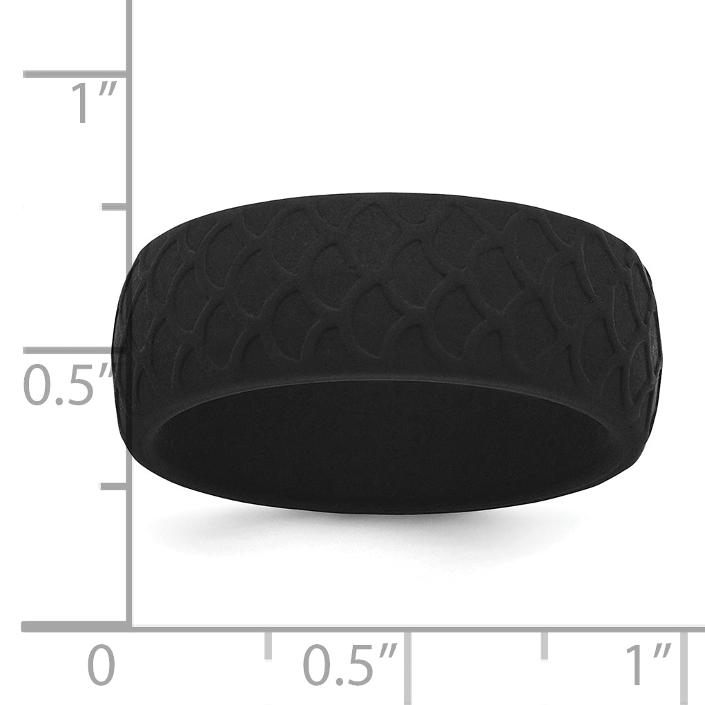 Silicone Black 8.70mm Fish Scale Pattern Band