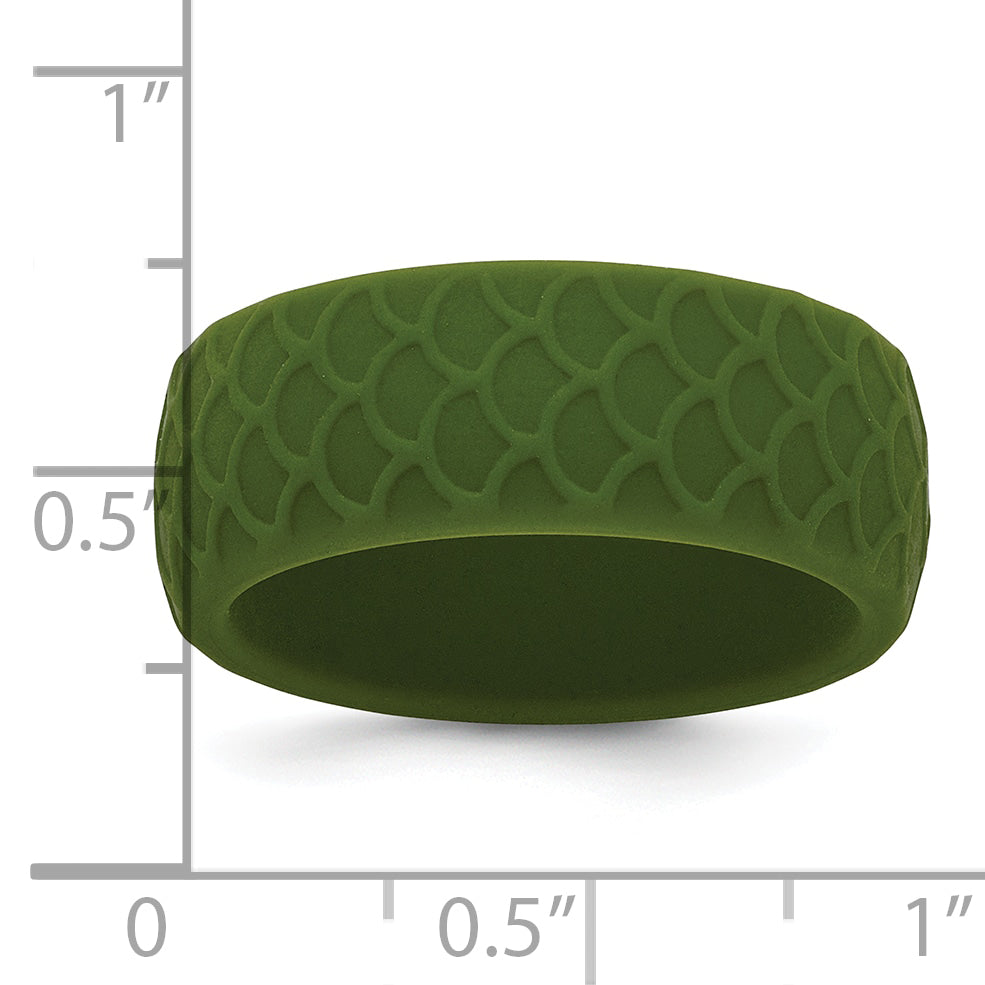 Silicone Olive Green 8.70mm Fish Scale Pattern Band