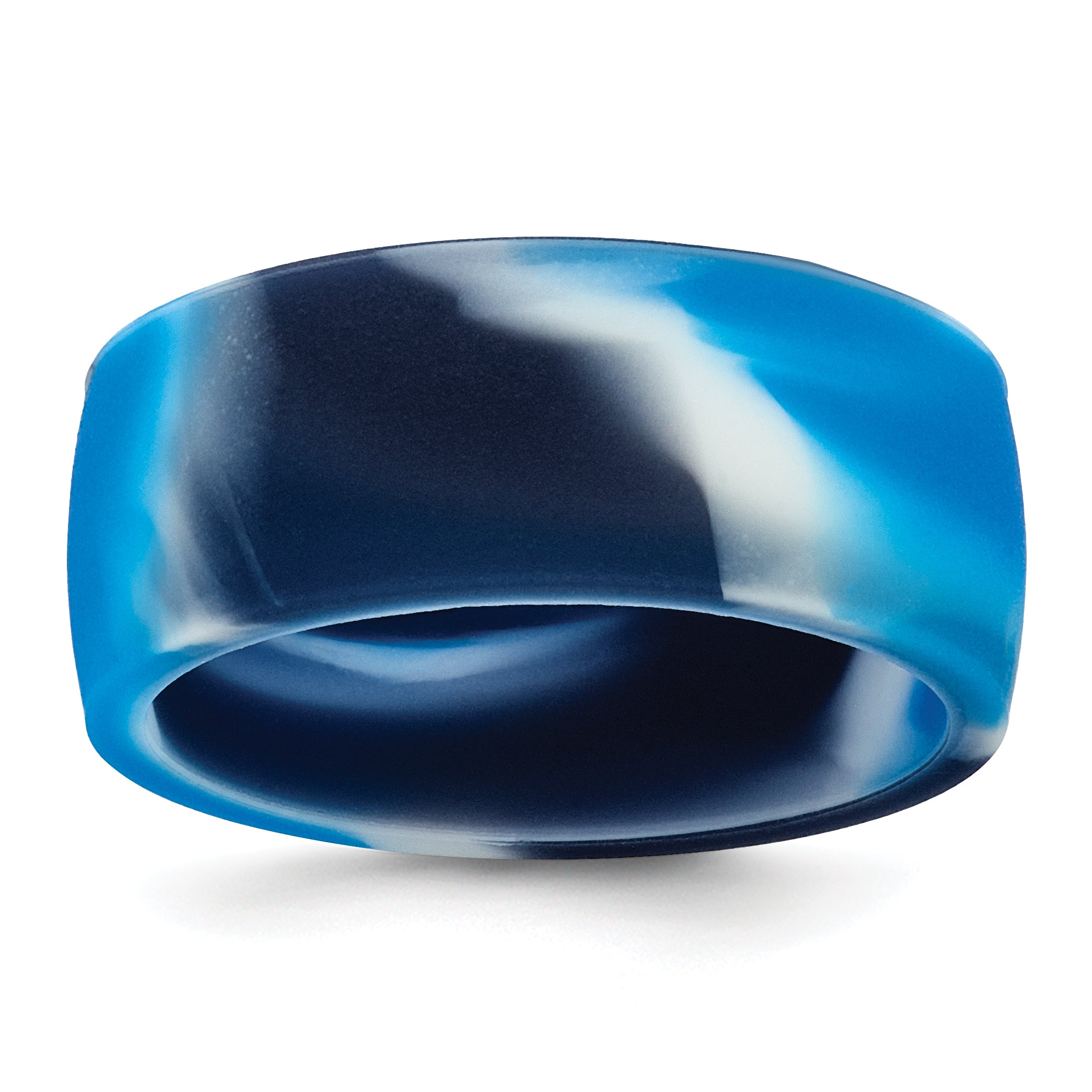 Silicone Blue/White 8.70mm Flat Edge Band