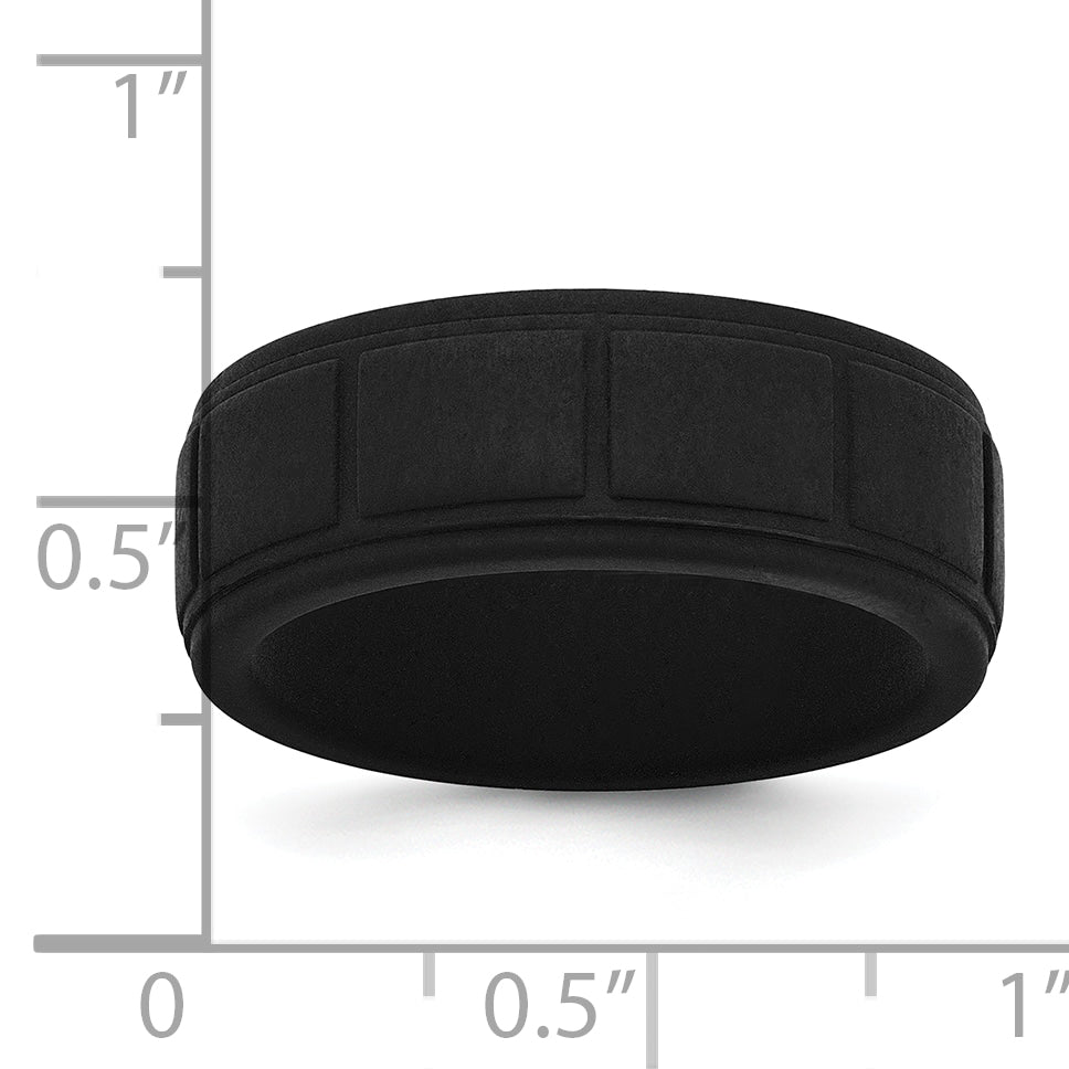 Silicone Black 8mm Grid Pattern Band