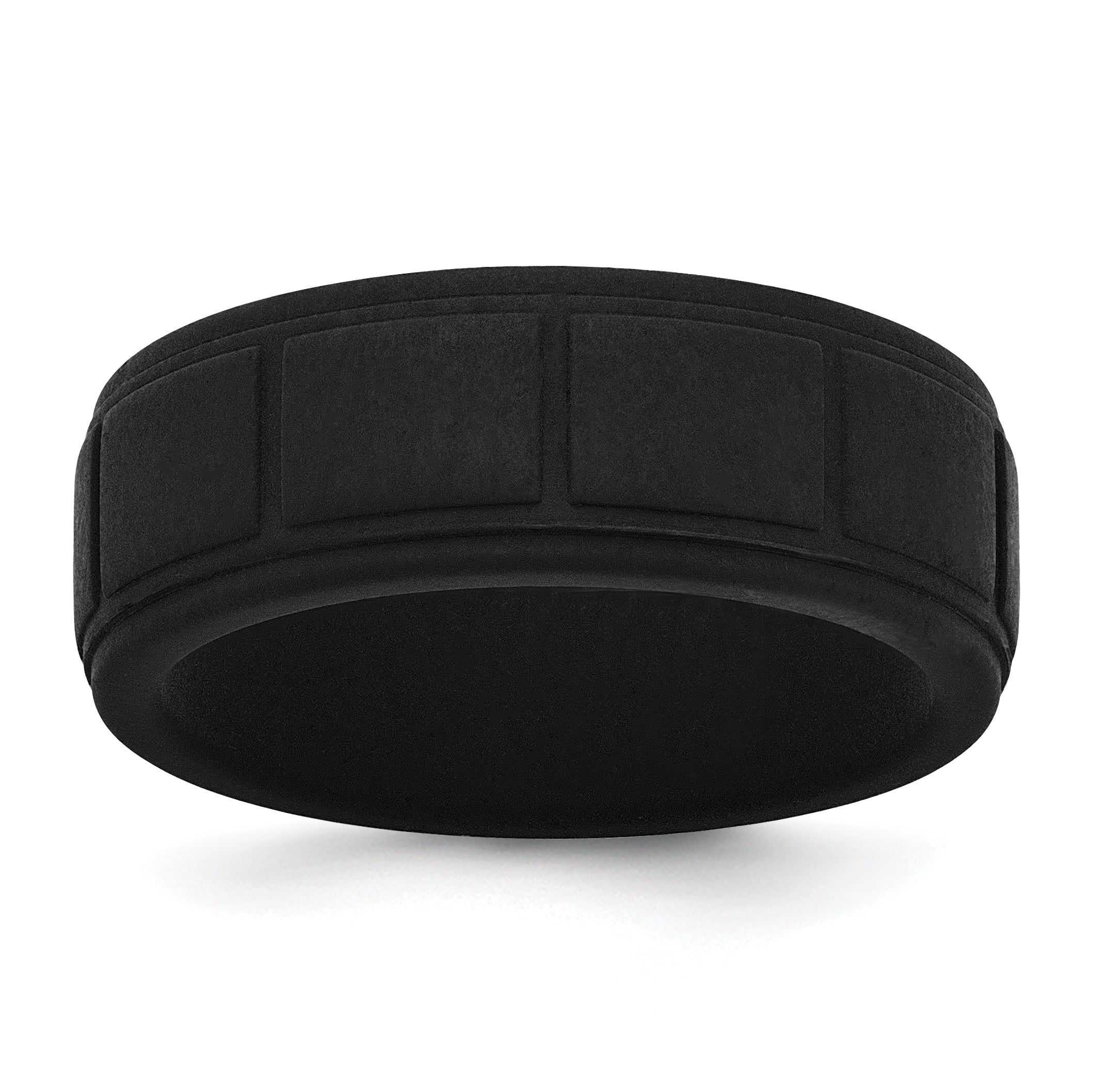 Silicone Black 8mm Grid Pattern Band